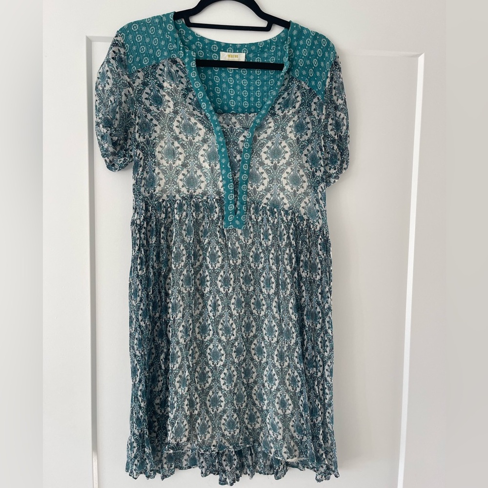 Maeve Teal and White Boho Dress